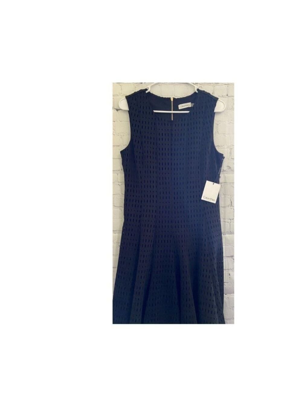 **Calvin Klein** Cutout Dress Decorative Gold Zipper Size 10 Black NWT